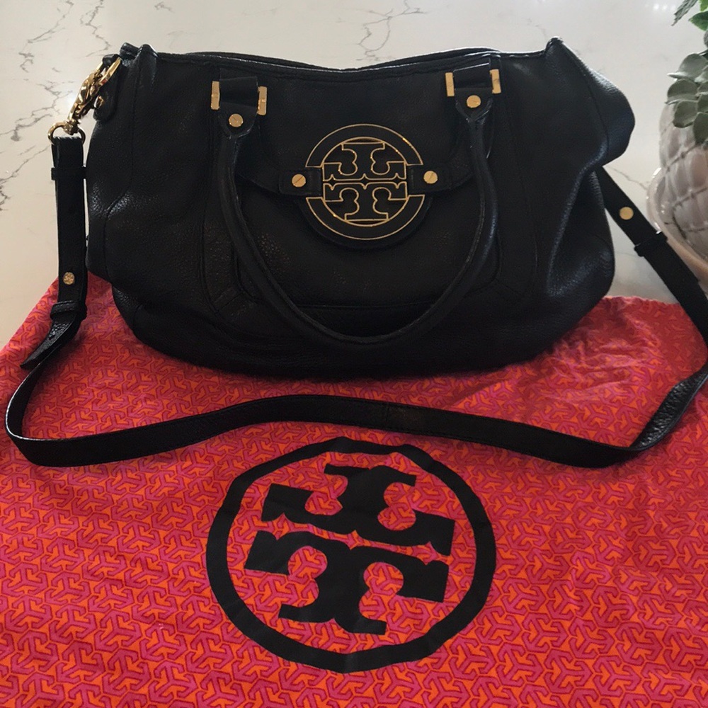 Tory Burch Black/gold medium sized satchel!